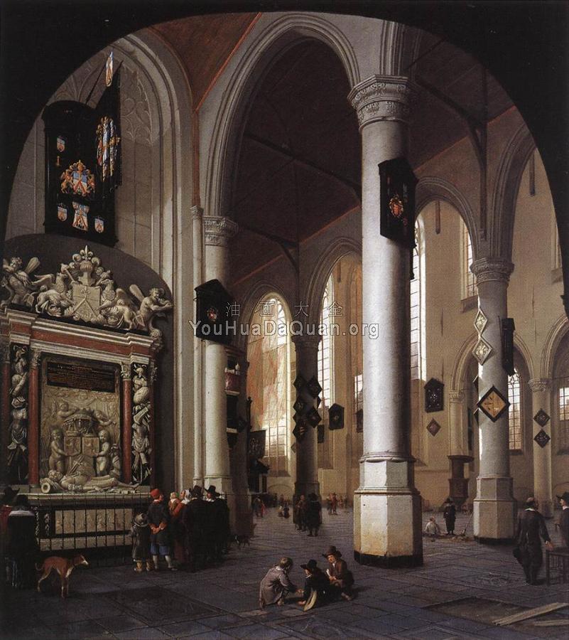 The Old Church at Delft with the Tomb of Admiral Tromp - 亨德里克·科内利斯·凡·瓦利特